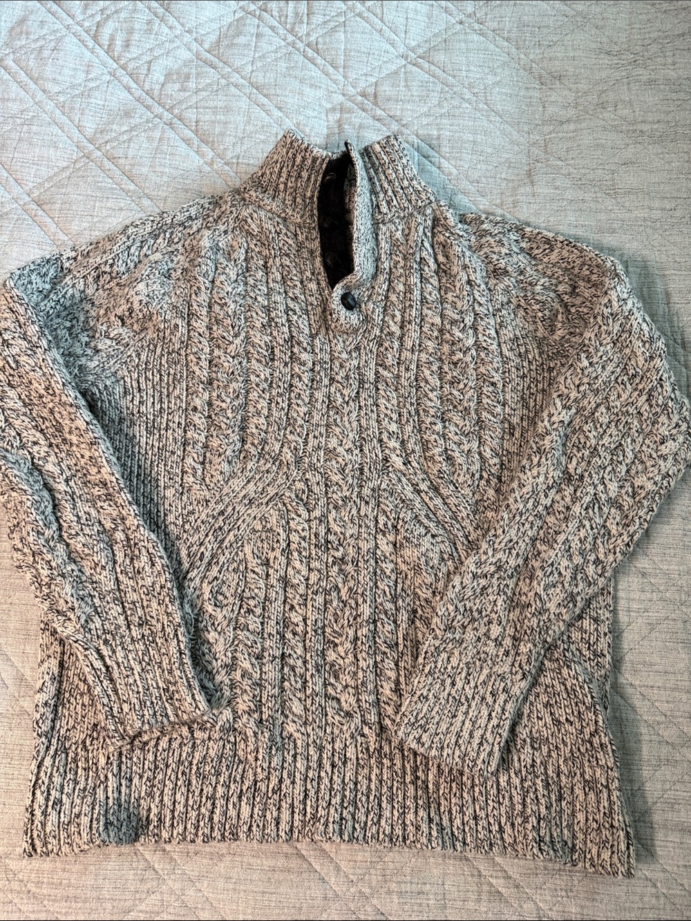 Banana Republic Marled Gray Cable-Knit Sweater